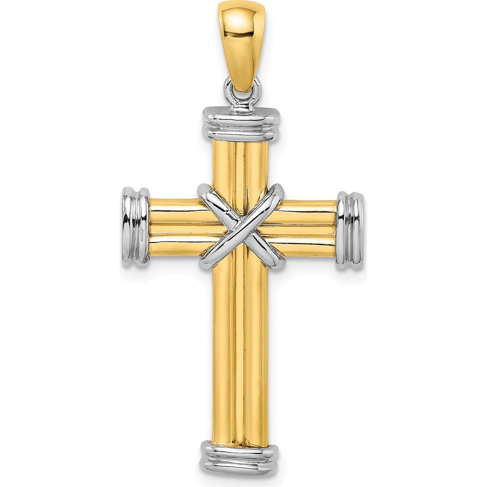 14K Two-Tone Polished-X Center Cross Charm - 38mm by Oro Pregiato
