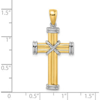 14K Two-Tone Polished-X Center Cross Charm - 38mm by Oro Pregiato