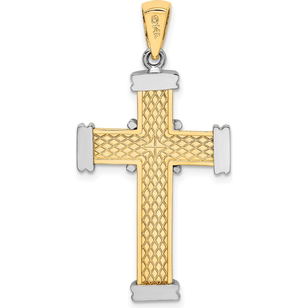 14K Two-Tone Polished-X Center Cross Charm - 38mm by Oro Pregiato
