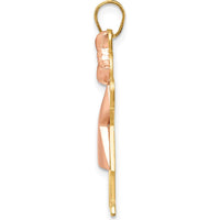 14K Two-Tone Puffed Girl with Bow Engravable Kiss Charm - 30mm Length, 20mm Width by Oro Pregiato