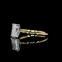 14K Two Tone Radiant Cut Solitaire Ring with 1.54 Carat D VVS2 Lab Grown Diamond - IGI Certified - Covaloro Fine Jewelry