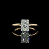14K Two Tone Radiant Cut Solitaire Ring with Lab Grown E-F VVS2 Diamond - 2.12 Carat Total Weight, IGI Certified - Covaloro Fine Jewelry