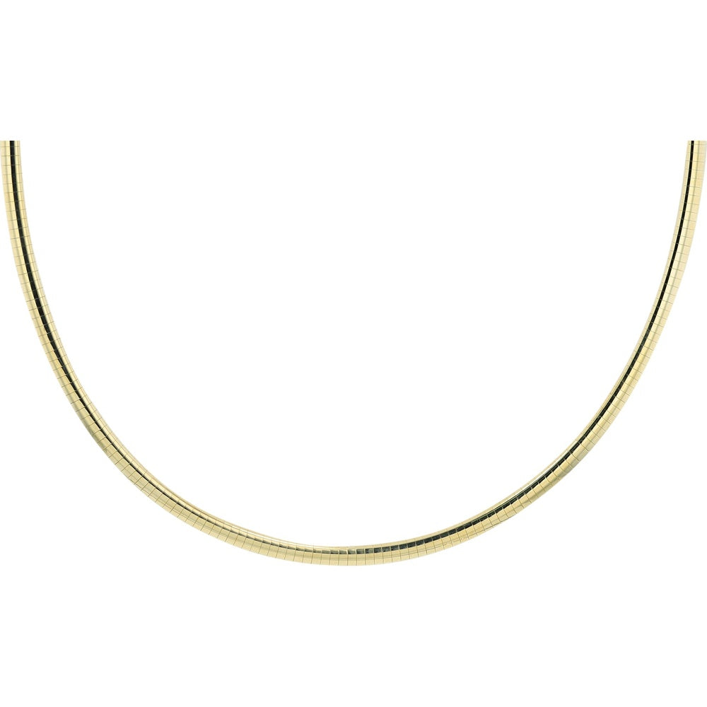 14K Two-Tone Reversible Omega Necklace in Yellow and White Gold - 6mm Width, 16-Inch Length, 32.80 Grams