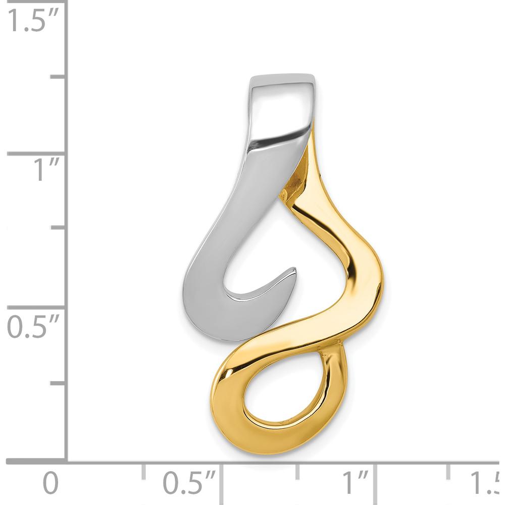 14K Two-Tone Reversible Slide Pendant for Omega Chains - Fits Up to 10mm Omega by 0