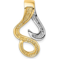 14K Two-Tone Reversible Slide Pendant for Omega Chains - Fits Up to 10mm Omega by 0