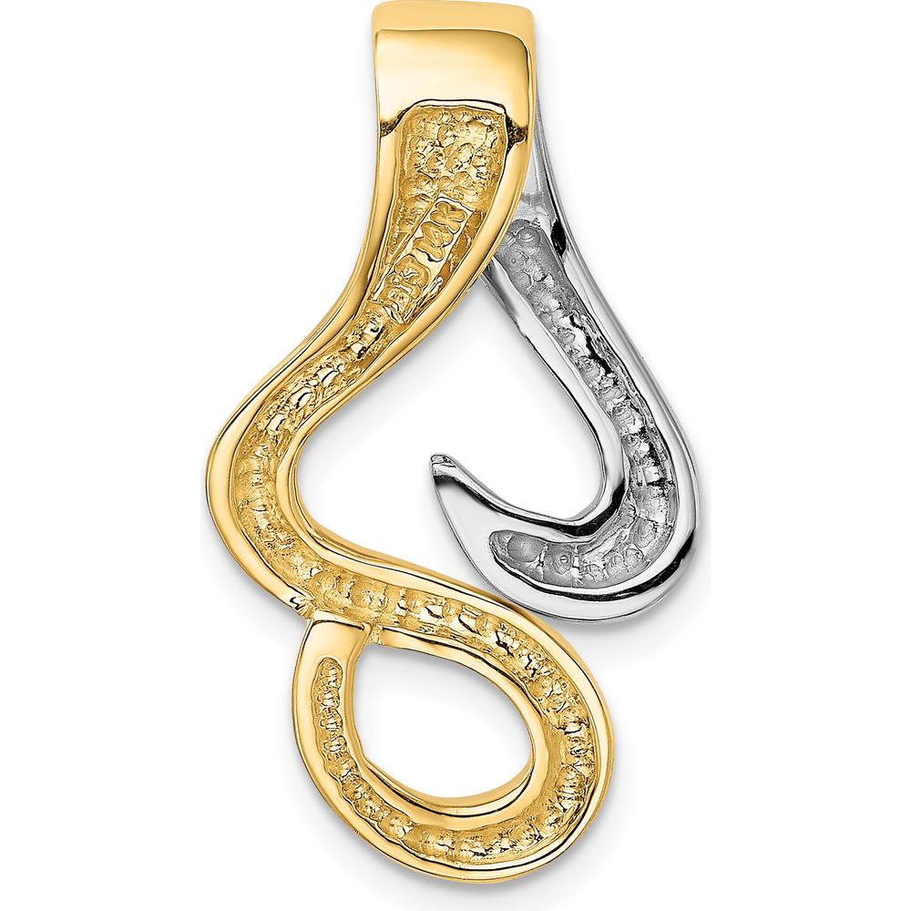 14K Two-Tone Reversible Slide Pendant for Omega Chains - Fits Up to 10mm Omega by 0