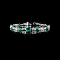 14K Two Tone Riviera Bracelet with East-West Prong Set Lab-Grown Emerald Cut Stones - 5.83 Carat Total Gem Weight - Covaloro Fine Jewelry