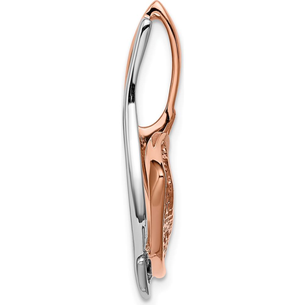 14K Two-Tone Rose and White Gold Free-Form Pendant Mounting for Round Diamond - Fits Omega Chain by 0