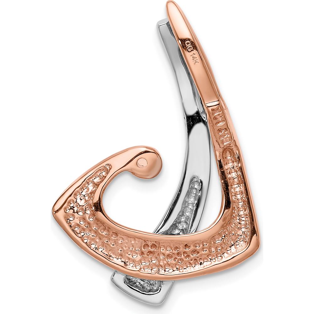 14K Two-Tone Rose and White Gold Free-Form Pendant Mounting for Round Diamond - Fits Omega Chain by 0