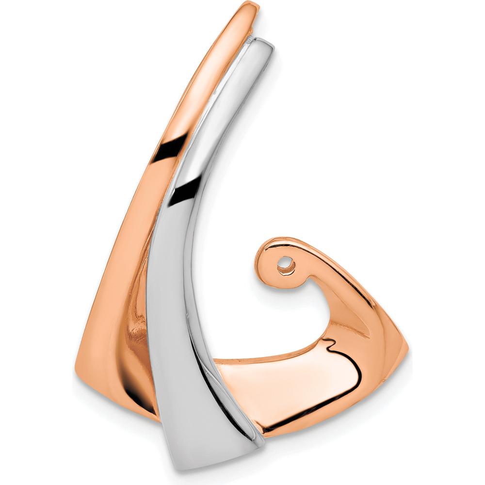 14K Two-Tone Rose and White Gold Free-Form Pendant Mounting for Round Diamond - Fits Omega Chain by 0