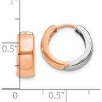 14K Two-Tone Rose and White Gold Hinged Hoop Earrings - 10mm Length by Oro Pregiato