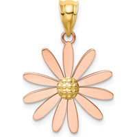 14K Two-Tone Rose and Yellow Gold Daisy Pendant - 19mm Length, 18mm Width by Oro Pregiato