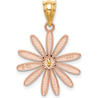 14K Two-Tone Rose and Yellow Gold Daisy Pendant - 19mm Length, 18mm Width by Oro Pregiato