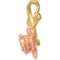14K Two-Tone Rose Gold Flower Pendant Slide - Textured Charm by Oro Pregiato