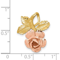 14K Two-Tone Rose Gold Flower Pendant Slide - Textured Charm by Oro Pregiato