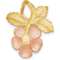 14K Two-Tone Rose Gold Flower Pendant Slide - Textured Charm by Oro Pregiato