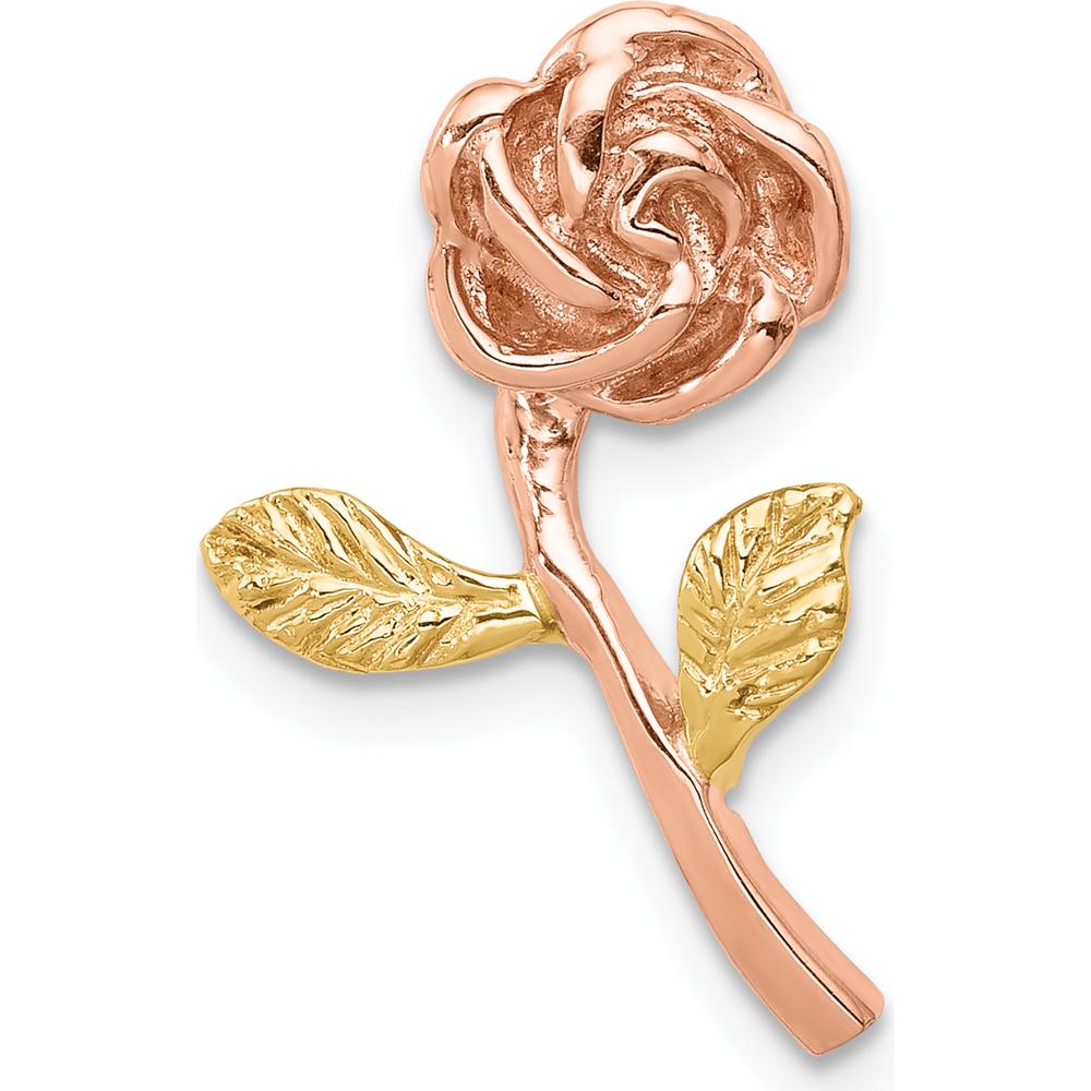 14K Two-Tone Rose Gold Polished Chain Slide Pendant - Textured Design by Oro Pregiato