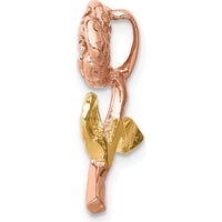 14K Two-Tone Rose Gold Polished Chain Slide Pendant - Textured Design by Oro Pregiato