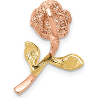 14K Two-Tone Rose Gold Polished Chain Slide Pendant - Textured Design by Oro Pregiato