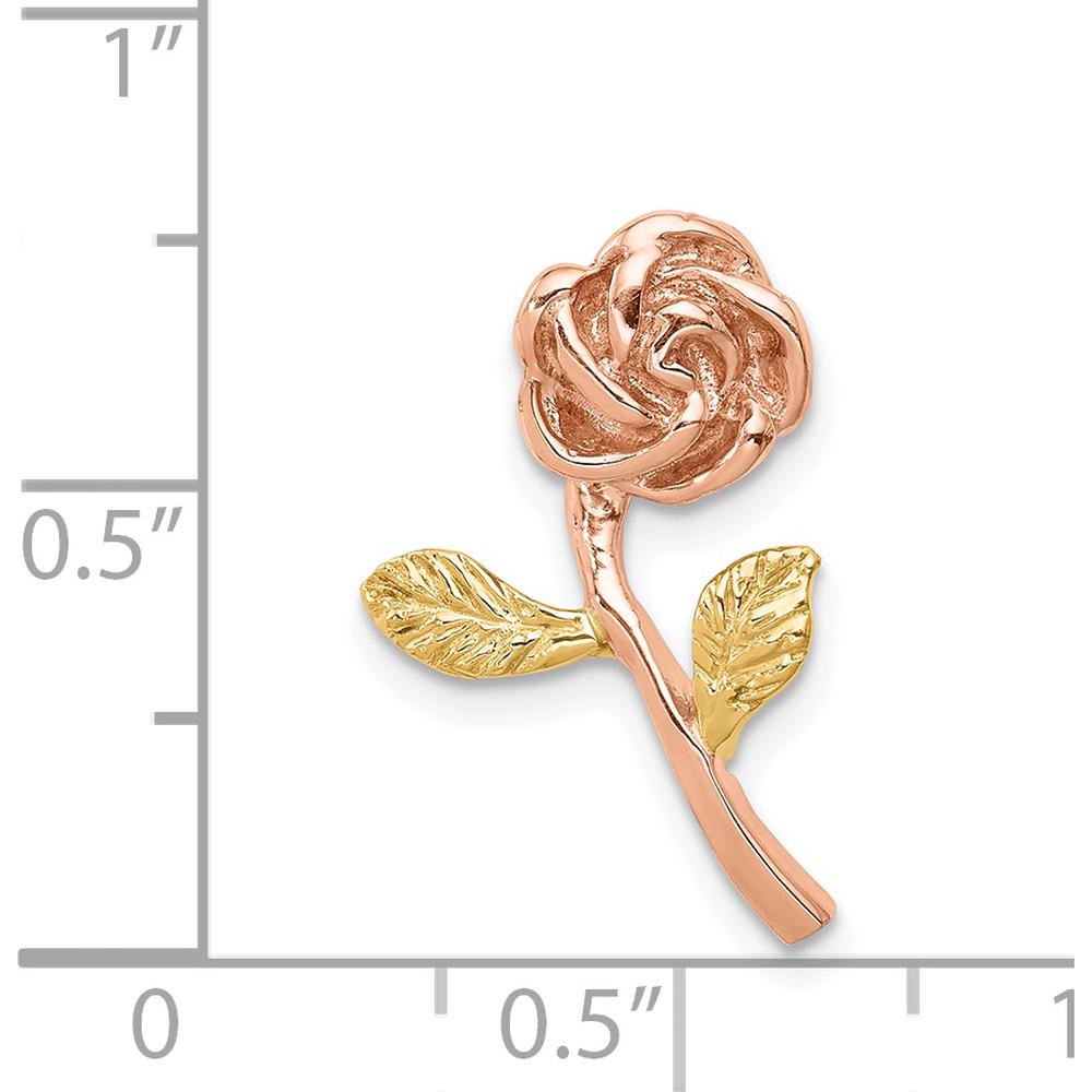 14K Two-Tone Rose Gold Polished Chain Slide Pendant - Textured Design by Oro Pregiato