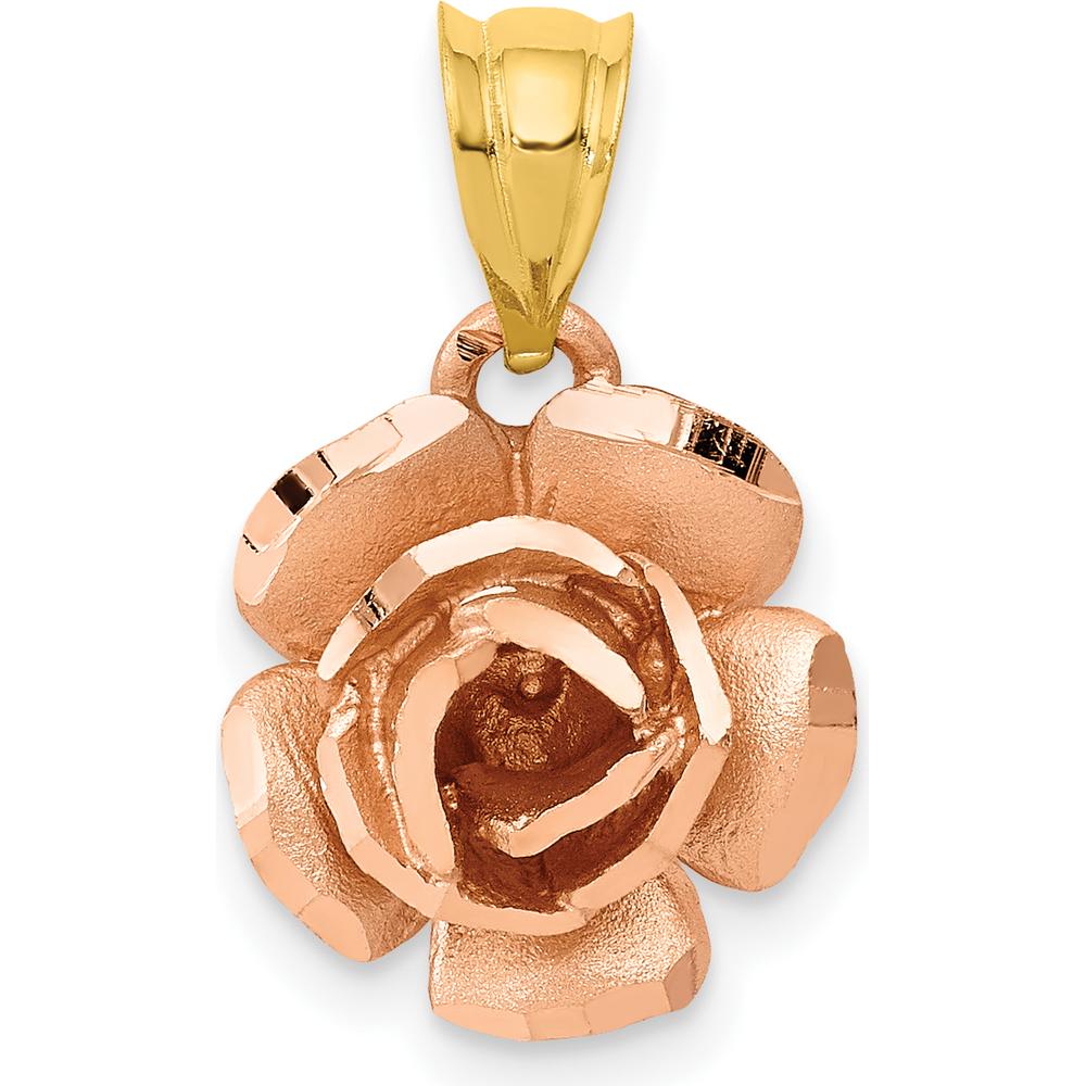 14K Two-Tone Rose Gold Textured Pendant Charm by Oro Pregiato