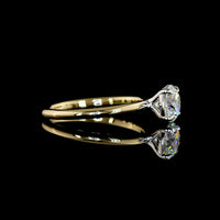 14K Two Tone Round Brilliant Cut Lab Diamond Solitaire Ring - 1.25 Carat D VVS2 IGI Certified - Covaloro Fine Jewelry