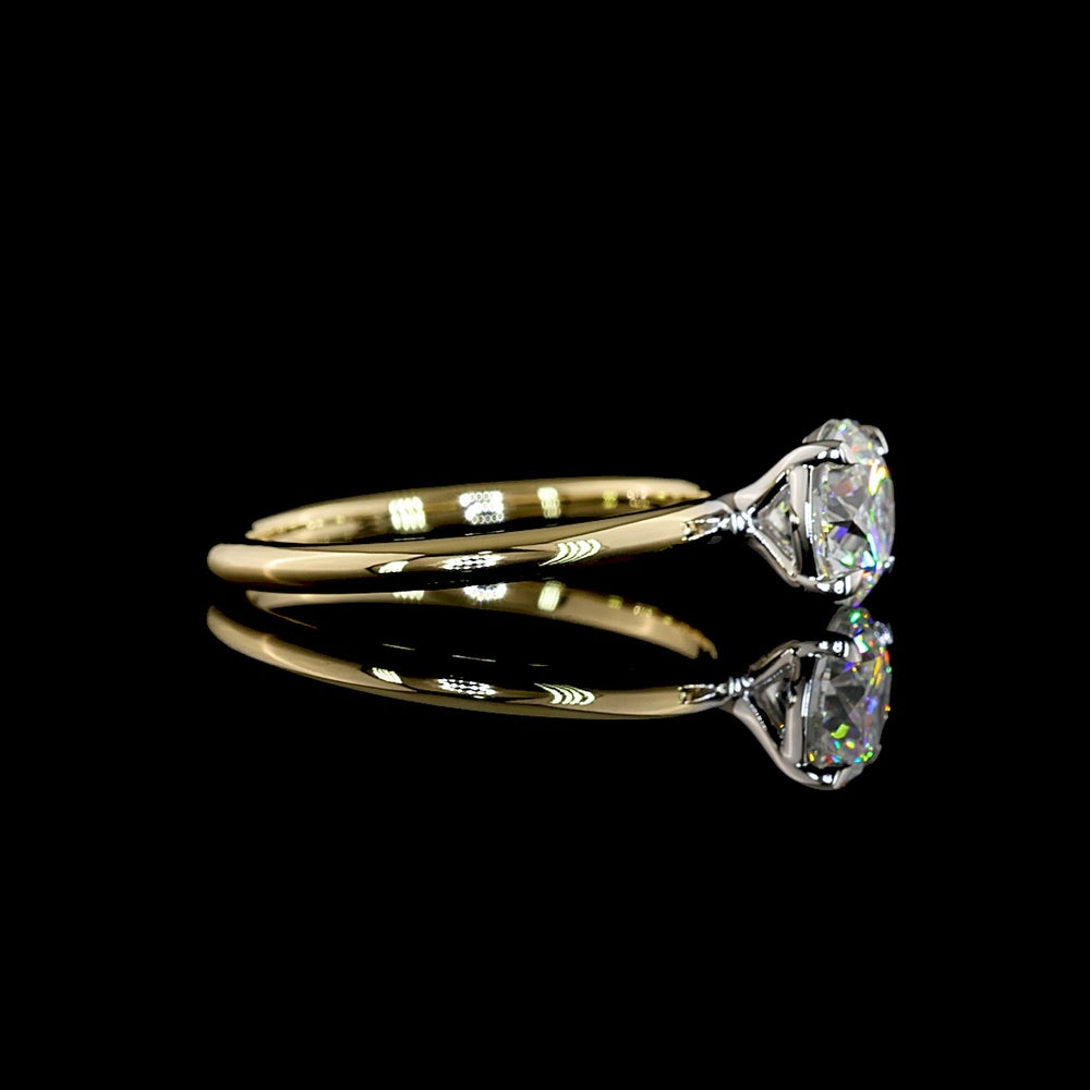 14K Two Tone Round Brilliant Cut Lab Diamond Solitaire Ring - 1.25 Carat D VVS2 IGI Certified - Covaloro Fine Jewelry