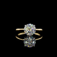 14K Two Tone Round Brilliant Cut Solitaire Ring with 2.60 Carat F VVS2 Lab Diamond - IGI Certified - Covaloro Fine Jewelry