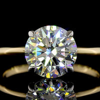 14K Two Tone Round Brilliant Cut Solitaire Ring with 2.60 Carat F VVS2 Lab Diamond - IGI Certified - Covaloro Fine Jewelry