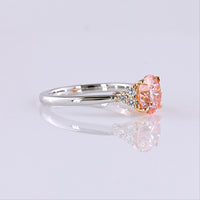 14K Two Tone Round Cut Fancy Vivid Pink Lab Diamond Ring with Side Cluster Accents - 1.69 Carats Total Diamond Weight - Covaloro Fine Jewelry