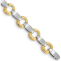 14K Two-Tone Satin Curved Bar Add-a-Diamond Bracelet - 7" by Monteluci Fine Jewelry