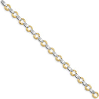 14K Two-Tone Satin Curved Bar Add-a-Diamond Bracelet - 7" by Monteluci Fine Jewelry