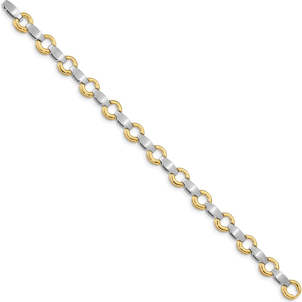 14K Two-Tone Satin Curved Bar Add-a-Diamond Bracelet - 7" by Monteluci Fine Jewelry
