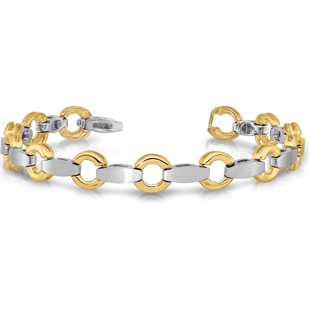 14K Two-Tone Satin Curved Bar Add-a-Diamond Bracelet - 7" by Monteluci Fine Jewelry