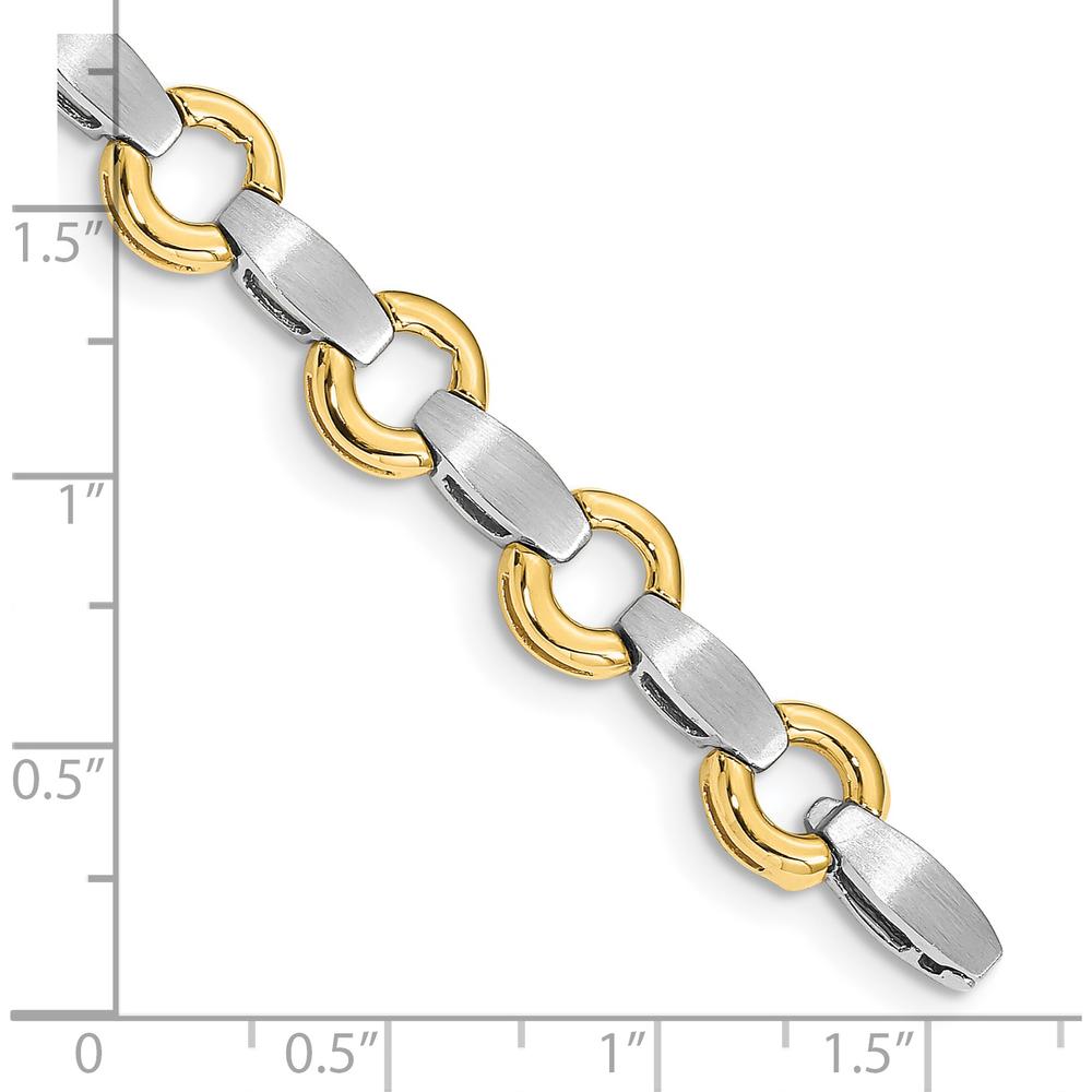 14K Two-Tone Satin Curved Bar Add-a-Diamond Bracelet - 7" by Monteluci Fine Jewelry