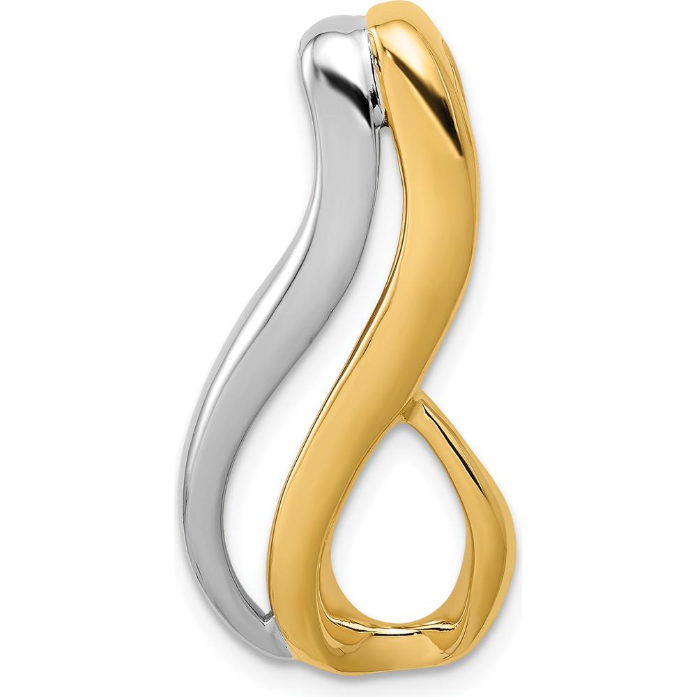 14K Two-Tone Slide Pendant for 6mm Omega Chains - Polished Yellow and White Gold by 0