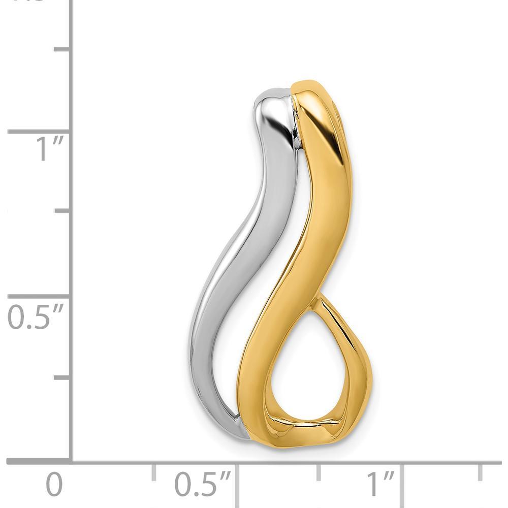 14K Two-Tone Slide Pendant for 6mm Omega Chains - Polished Yellow and White Gold by 0