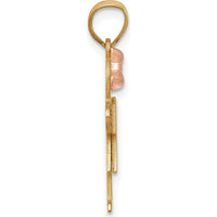 14K Two-Tone Small Girl Pendant with Rose Gold Bow - Engravable Charm - 25mm Length by Oro Pregiato