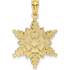 14K Two-Tone Snowflake Pendant with Textured Back Design - 21.1mm Length, 16mm Width by Oro Pregiato