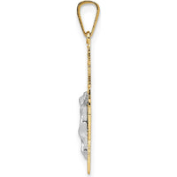 14K Two-Tone Solid Gold Crucifix Pendant - Polished Finish, Unisex Design, 28mm by Oro Pregiato