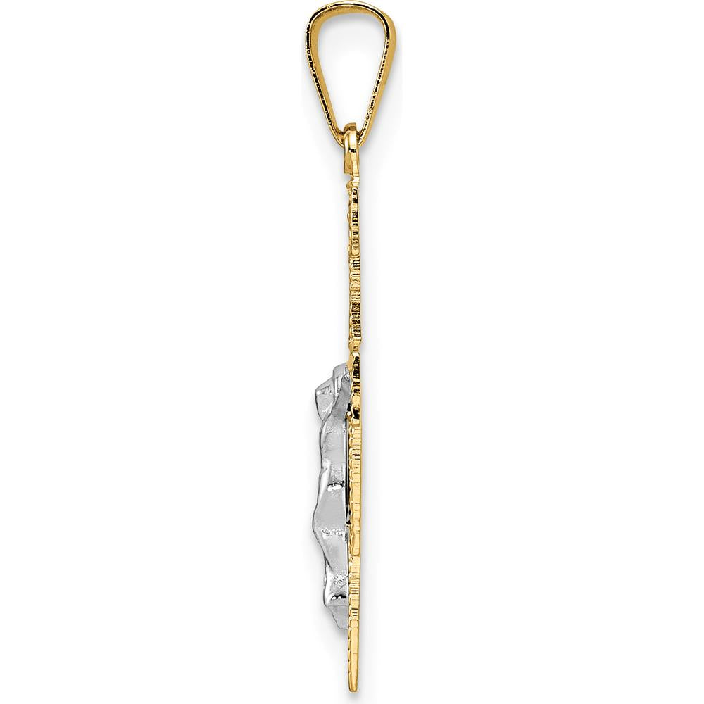 14K Two-Tone Solid Gold Crucifix Pendant - Polished Finish, Unisex Design, 28mm by Oro Pregiato