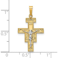 14K Two-Tone Solid Gold Crucifix Pendant - Polished Finish, Unisex Design, 28mm by Oro Pregiato