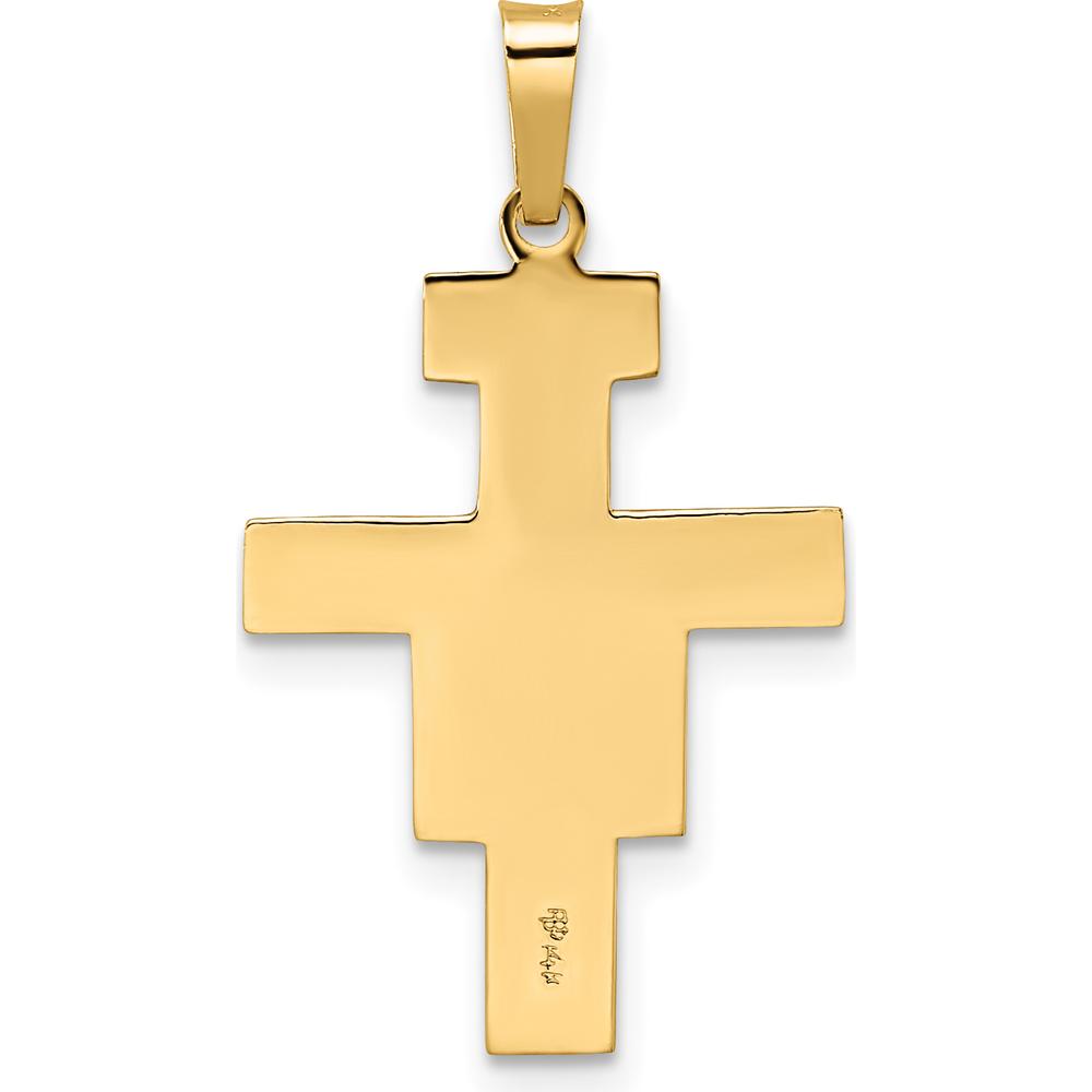 14K Two-Tone Solid Gold Crucifix Pendant - Polished Finish, Unisex Design, 28mm by Oro Pregiato