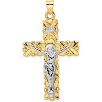 14K Two-Tone Solid Gold INRI Crucifix Pendant - 51.25mm Length by Oro Pregiato