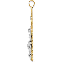 14K Two-Tone Solid Gold INRI Crucifix Pendant - 51.25mm Length by Oro Pregiato