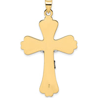 14K Two-Tone Solid Gold INRI Crucifix Pendant with Textured Design and Polished Finish by Oro Pregiato