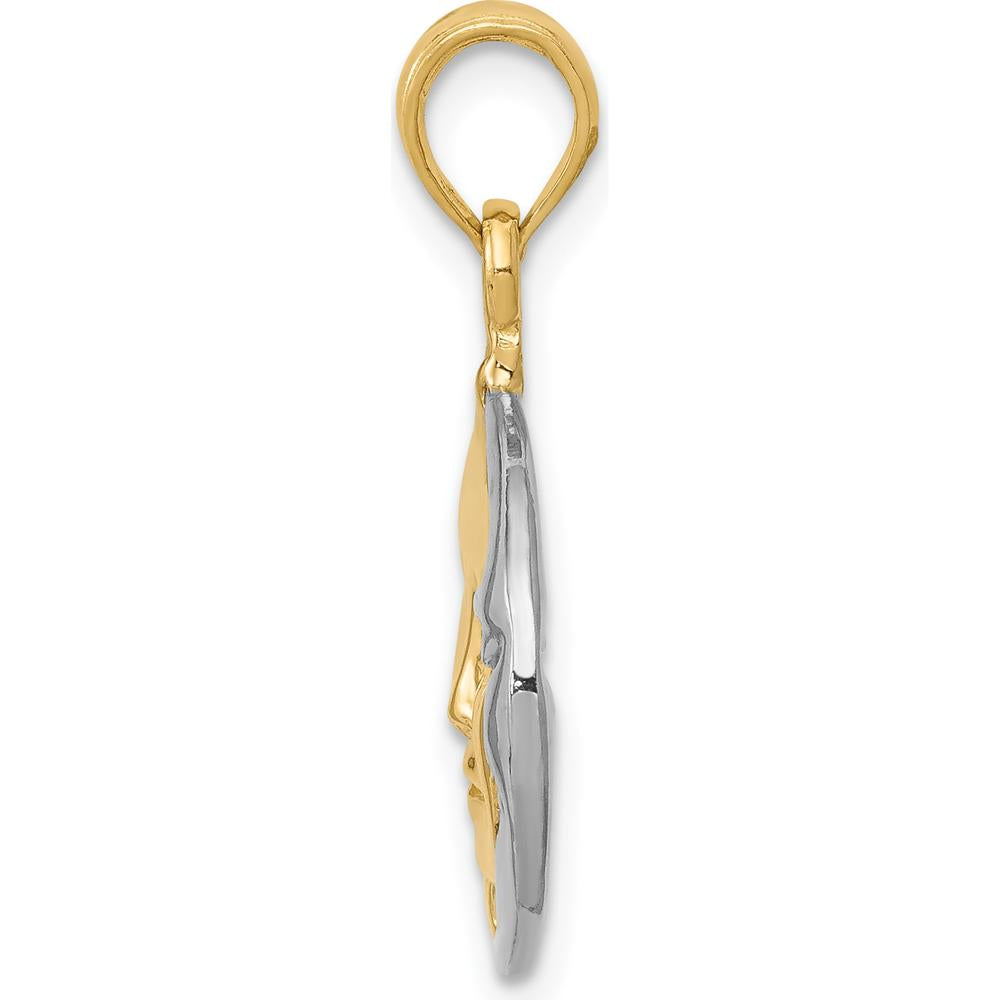 14K Two-Tone Solid Gold Polished Reversible Sun and Moon Pendant - Celestial Charm, 23mm Length by Oro Pregiato