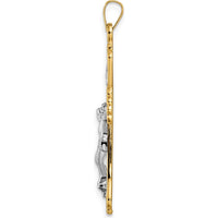 14K Two-Tone Solid INRI Crucifix Cross Pendant with Polished Finish - Religious Jewelry for Men and Women by Oro Pregiato