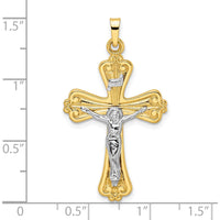 14K Two-Tone Solid INRI Crucifix Cross Pendant with Polished Finish - Religious Jewelry for Men and Women by Oro Pregiato