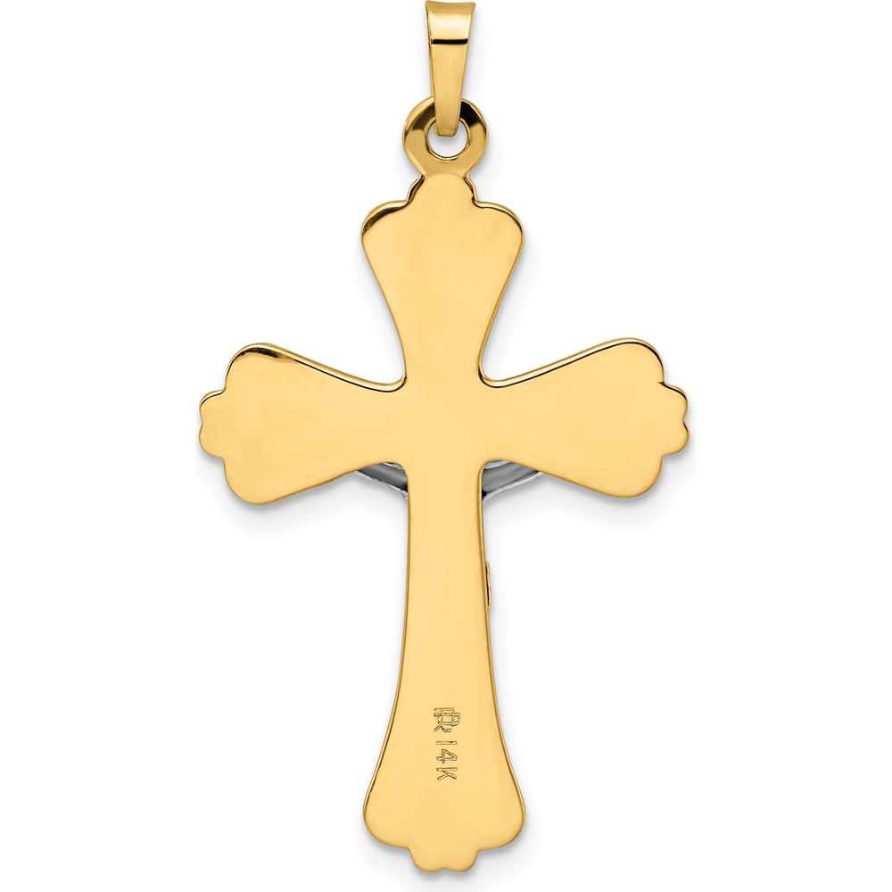 14K Two-Tone Solid INRI Crucifix Cross Pendant with Polished Finish - Religious Jewelry for Men and Women by Oro Pregiato